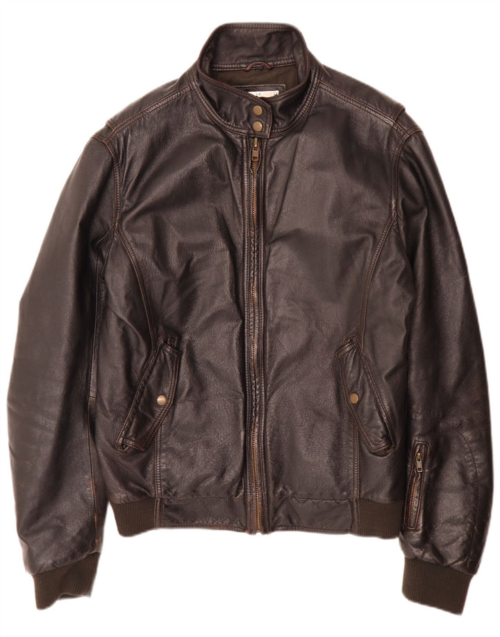 Jachetă Bomber din piele vintage pentru bărbați IT 52 XL maro retro