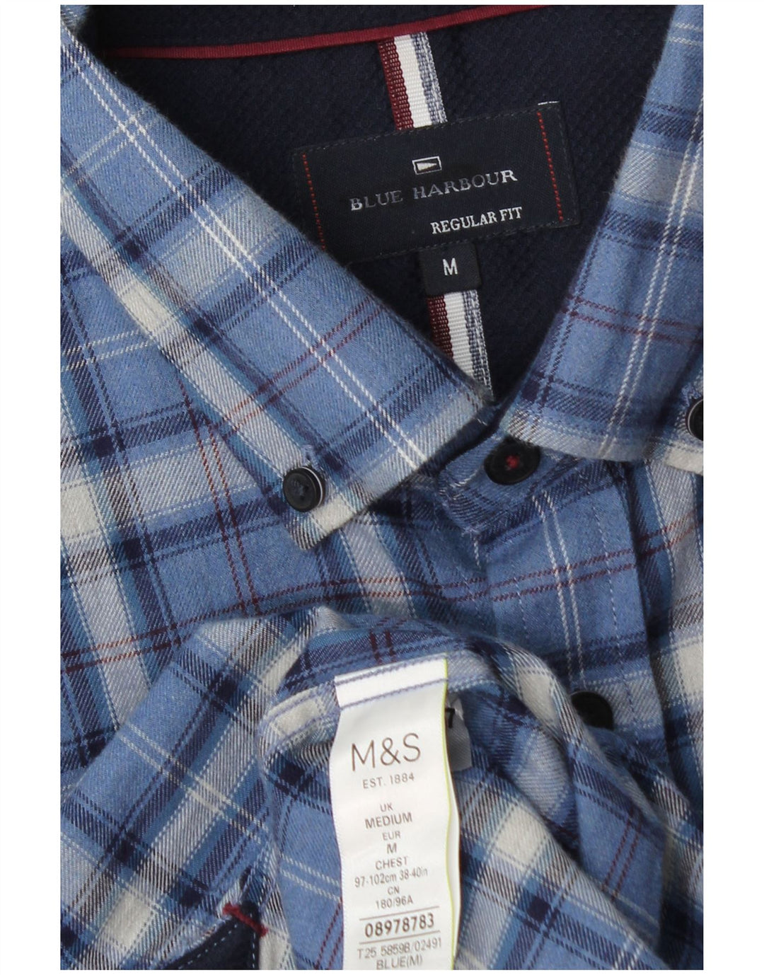 MARKS & SPENCER Cămașă de flanel Blue Harbour pentru bărbați, carouri albastre medii