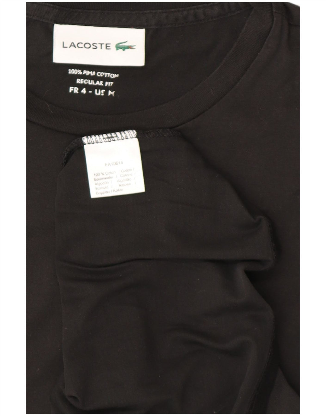 Tricou Lacoste pentru bărbați, cu croiala obișnuită, top mărime 4, bumbac mediu negru