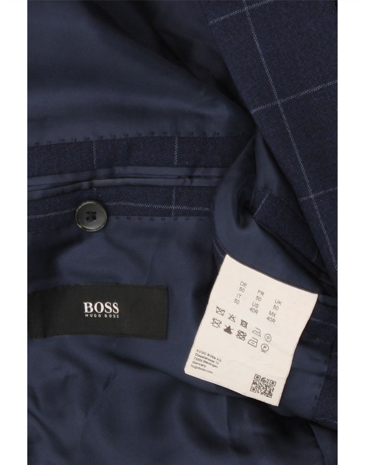 Blazer pentru bărbați Hugo Boss, cu 2 nasturi, EU 50, cu carouri mari bleumarin