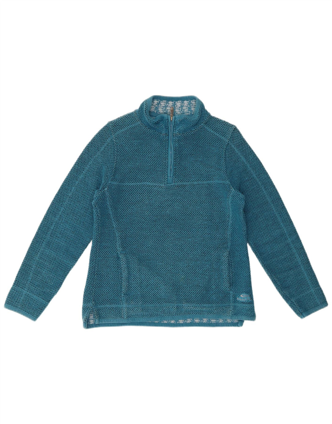 WEIRD FISH Pulover pentru damă, cu fermoar, cu gât, UK 12 Bumbac albastru mediu