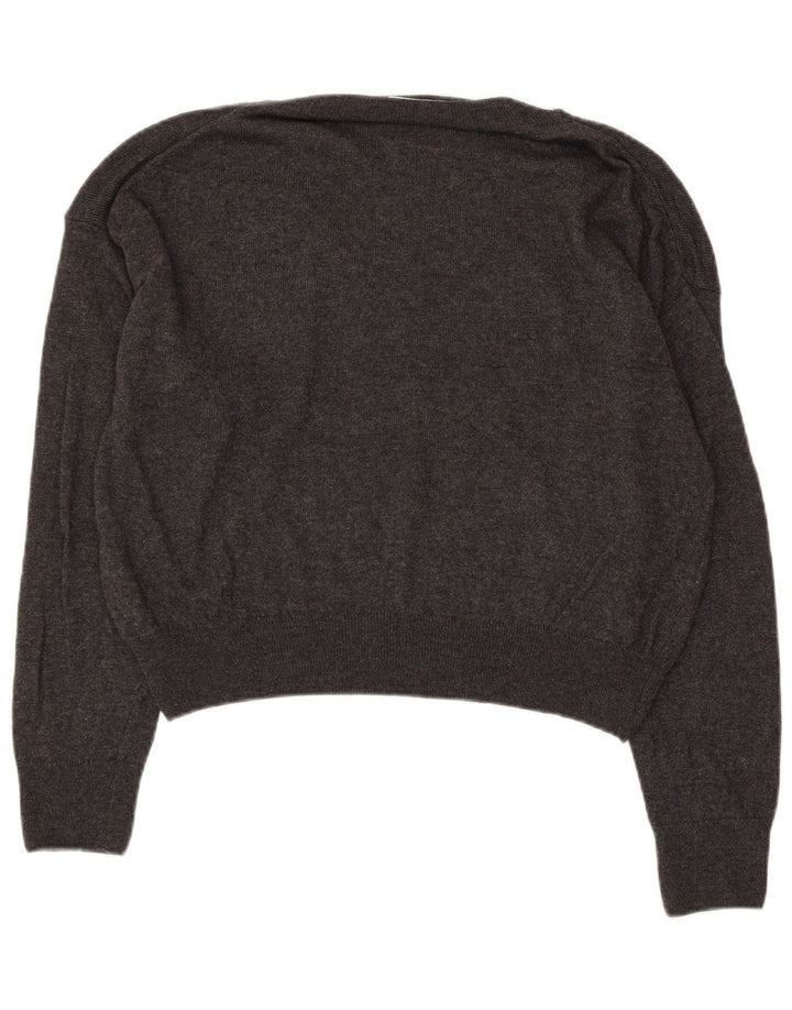 Pulover de damă ZARA supradimensionat cu decolteu în V UK 10 mic, gri, viscoză