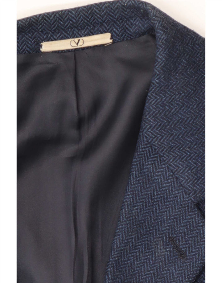 Jachetă Valentino pentru bărbați cu 3 nasturi, UK 38 Medium Bluemarin Herringbone