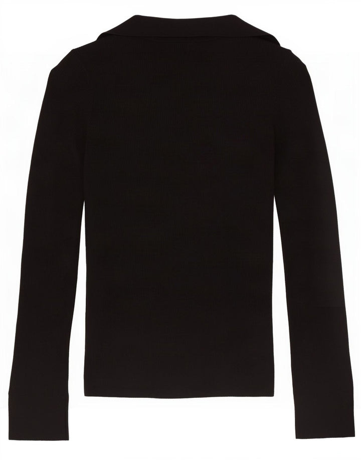 Pulover cardigan pentru femei Massimo Dutti UK 10 Lână neagră mică