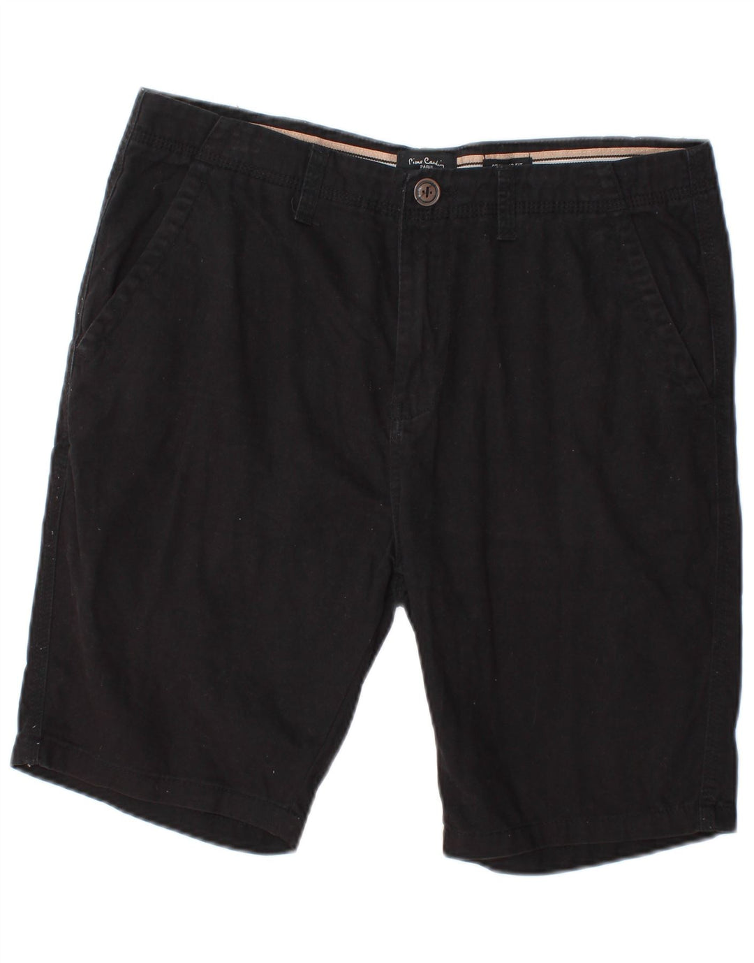 Pantaloni scurți chino pentru bărbați Pierre Cardin, cu tăiere obișnuită, mediu W32, bumbac negru