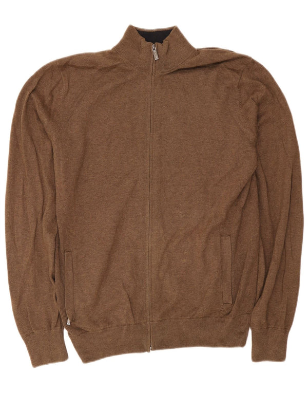 Pulover cardigan pentru bărbați Massimo Dutti, bumbac maro mare