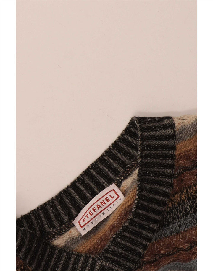 Pulover pentru femei cu decolteu în V Stefanel UK 14, mare, multicolore, cu dungi