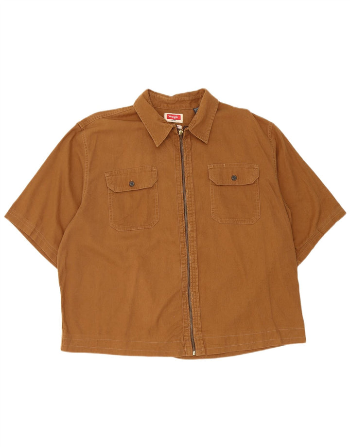 Cămașă cu mânecă scurtă pentru bărbați Wrangler, bumbac maro XL