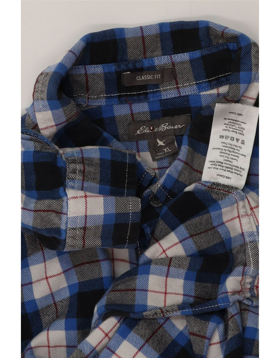Cămașă de flanel EDDIE BAUER pentru bărbați, XL, albastru, cu carouri