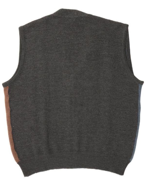 Cardigan vintage fără mâneci pentru bărbați IT 52 mare, gri, bloc de culoare