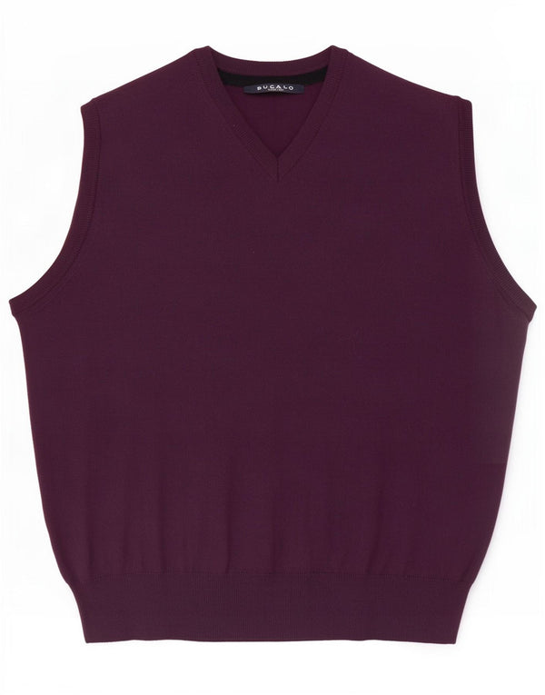 Bucalo Mens Vest Tank Top Large Purple Wool