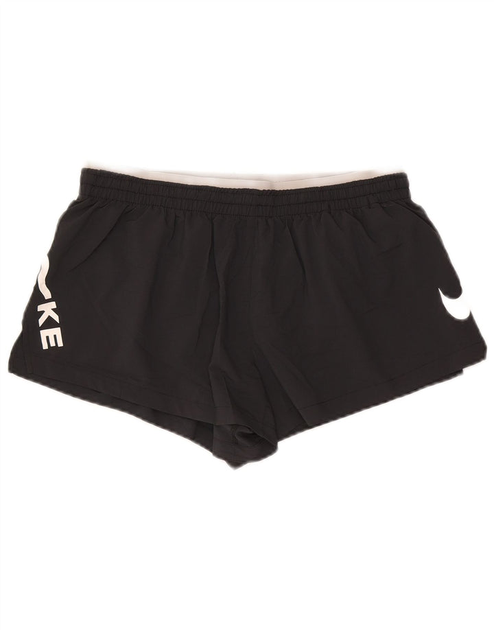 Pantaloni scurți sport Nike Dri Fit Graphic pentru femei UK 12 Poliester mediu negru