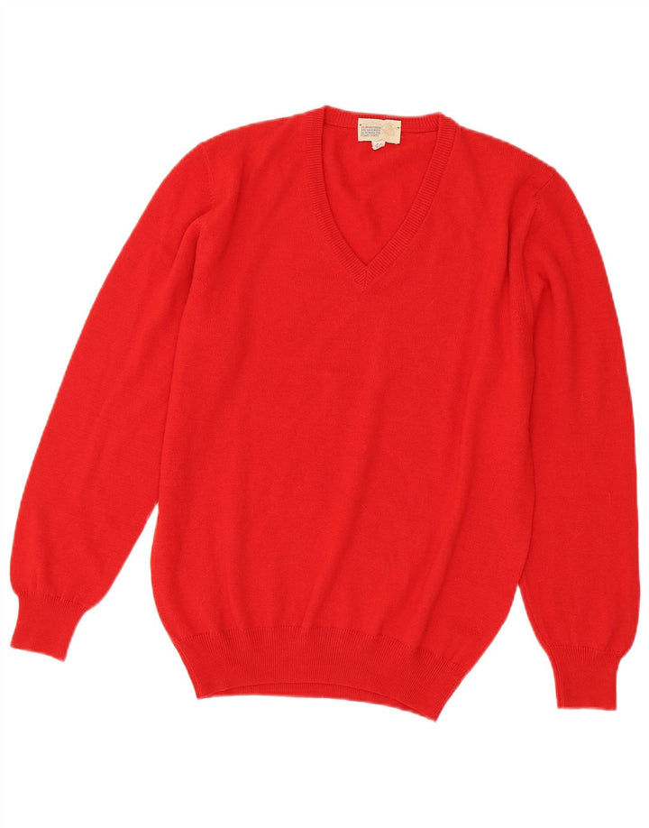 Pulover vintage pentru femei cu decolteu în V IT 46 mare roșu acrilic