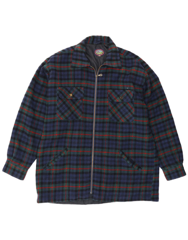 Cămașă de flanel Lumberjack Vintage pentru bărbați, cu fermoar complet, XL bleumarin, carouri