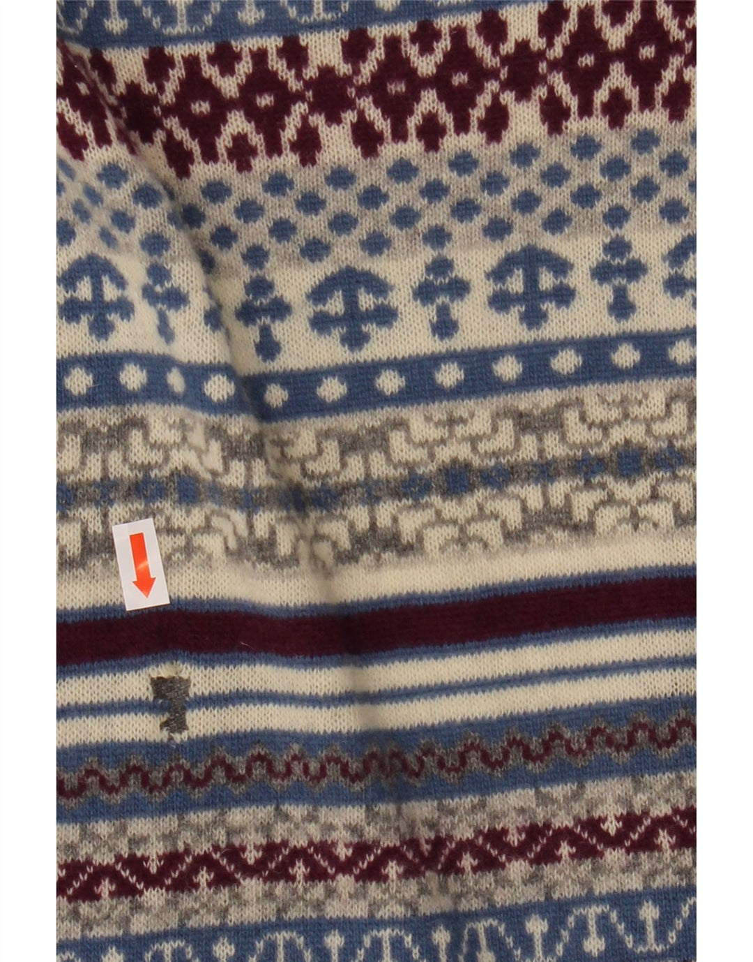 Pulover cardigan pentru femei Benetton UK 14 Gri mediu Lână Fair Isle