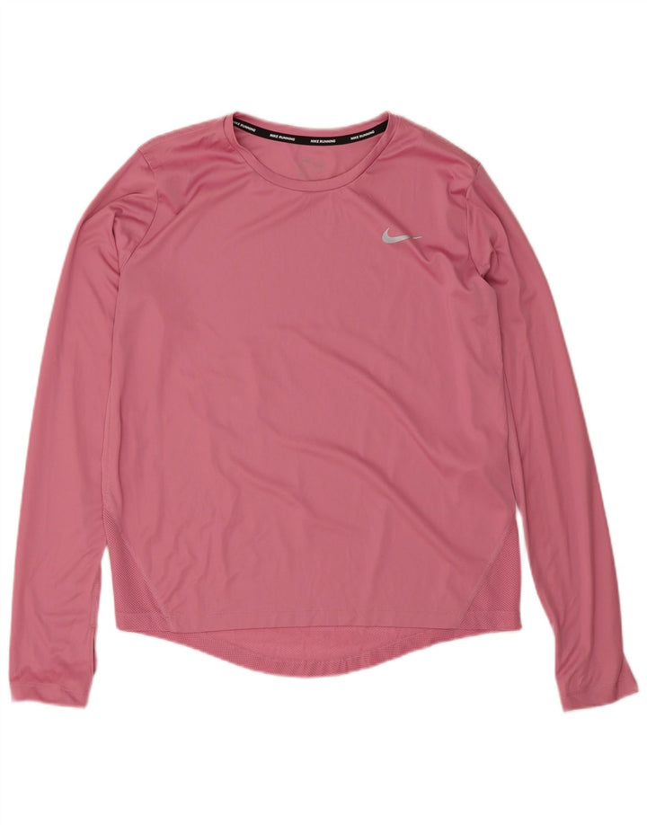 Top cu mânecă lungă pentru femei Dri Fit NIKE UK 12 Poliester roz mediu