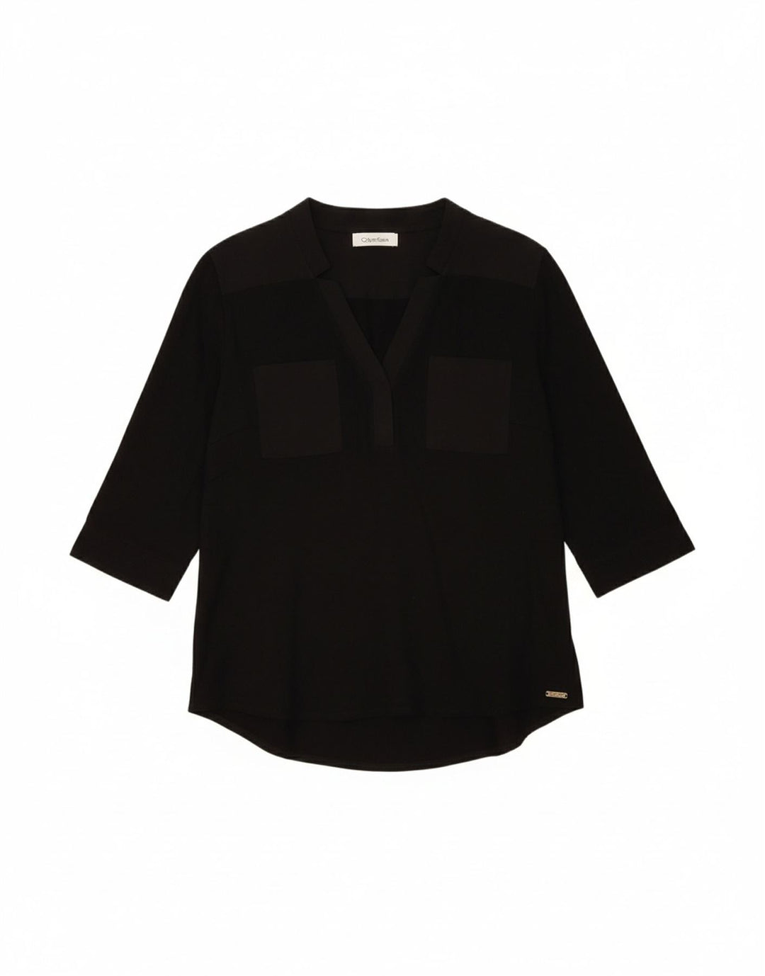 CALVIN KLEIN Womens 3/4 Sleeve Pullover Shirt UK 10 Small Black Rayon