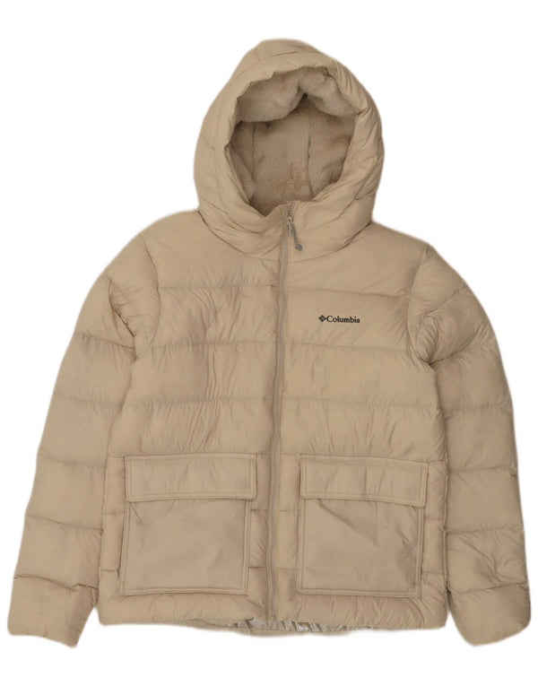 Jachetă căptușită cu glugă Columbia Omni-Heat pentru femei UK 14 Medium Beige Nylon