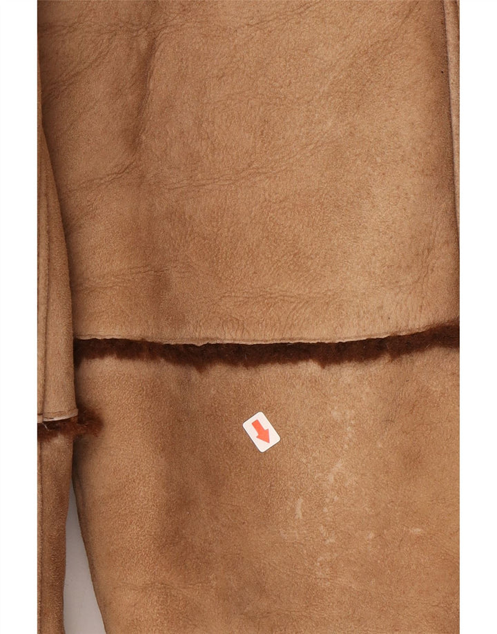 Palton vintage pentru femei din shearling UK 16 mare bej