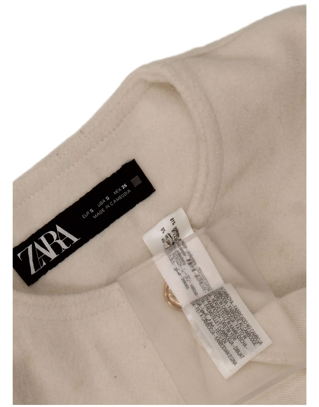 Jachetă Blazer pentru femei Zara cu 4 nasturi, UK 10, poliester alb mic