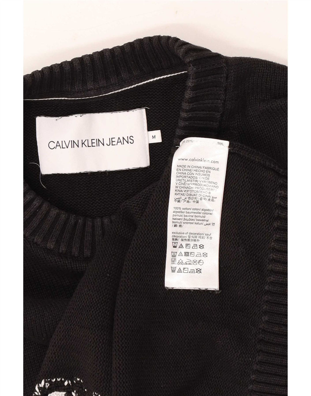 Pulover Calvin Klein Jeans pentru bărbați cu gât crew pulover mediu negru clasic