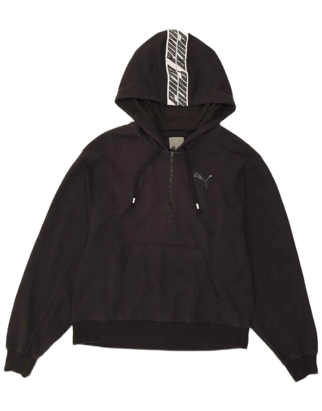 Pulover cu glugă cu grafic PUMA pentru femei UK 16, mare, negru, bumbac