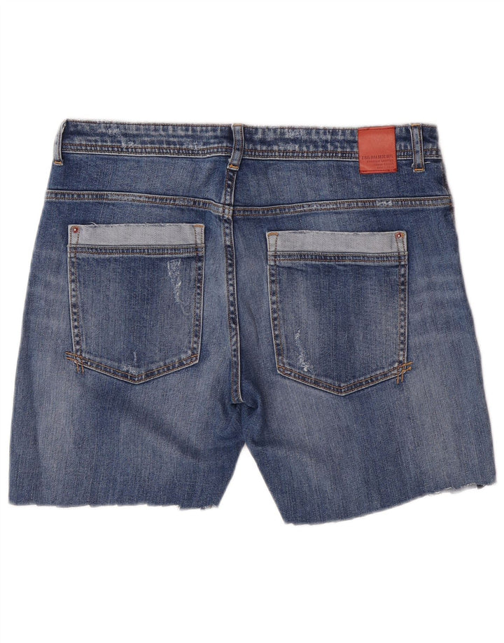 Pantaloni scurți din denim pentru femei Zara EU 40 Medium W30 Albastru Floral