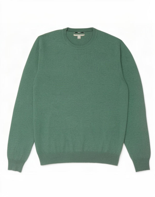 Pulover pentru bărbați Marks & Spencer, cu gât crew, XL, bumbac verde