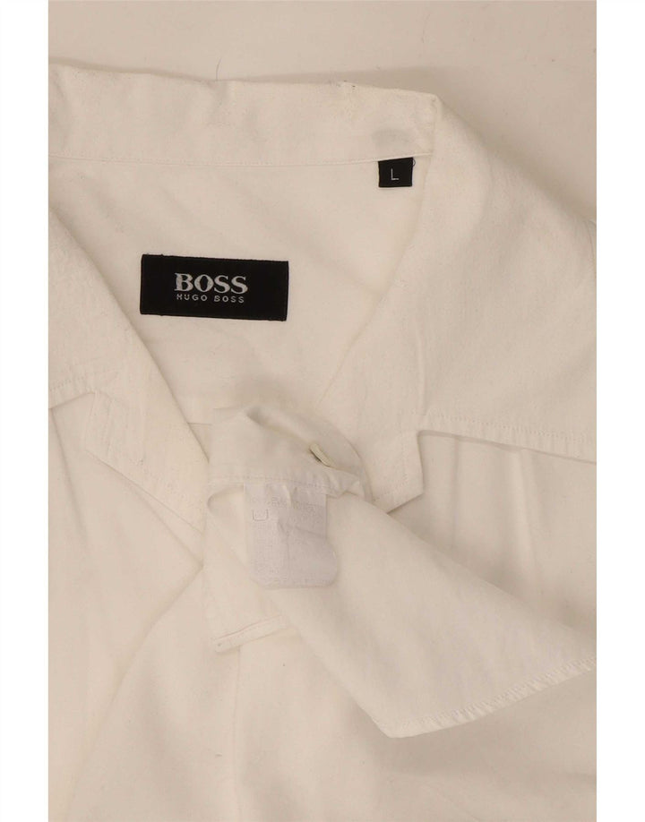 Cămașă pentru bărbați Hugo Boss, mare, alb, din bumbac
