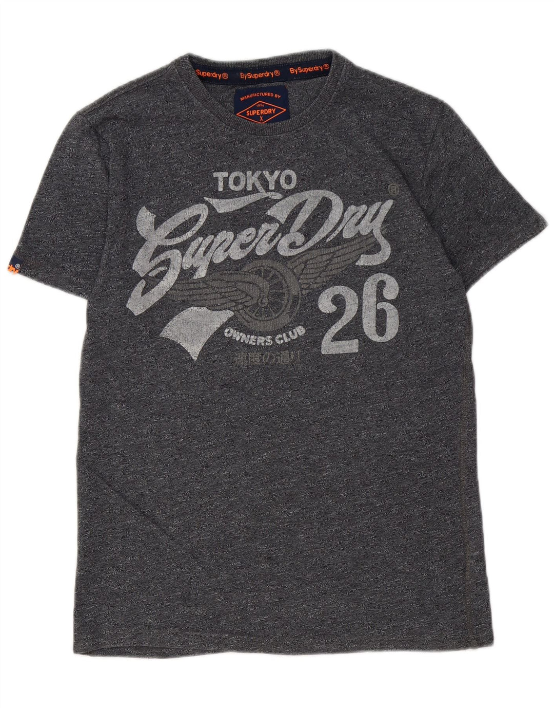 Tricou grafic pentru bărbați Superdry Top din bumbac cu pete gri mediu