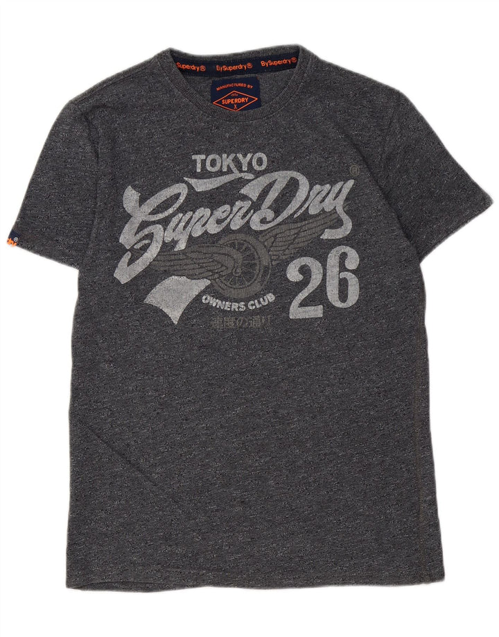 Tricou grafic pentru bărbați Superdry Top din bumbac cu pete gri mediu