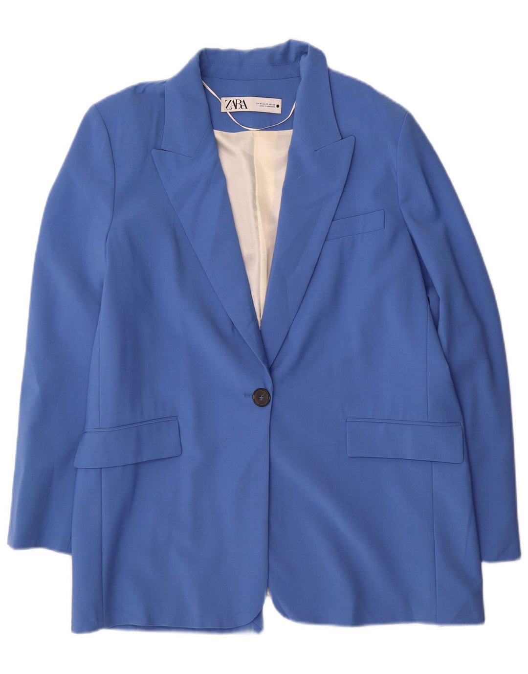 Blazer pentru femei Zara cu 1 nasture UK 14 Poliester albastru mediu