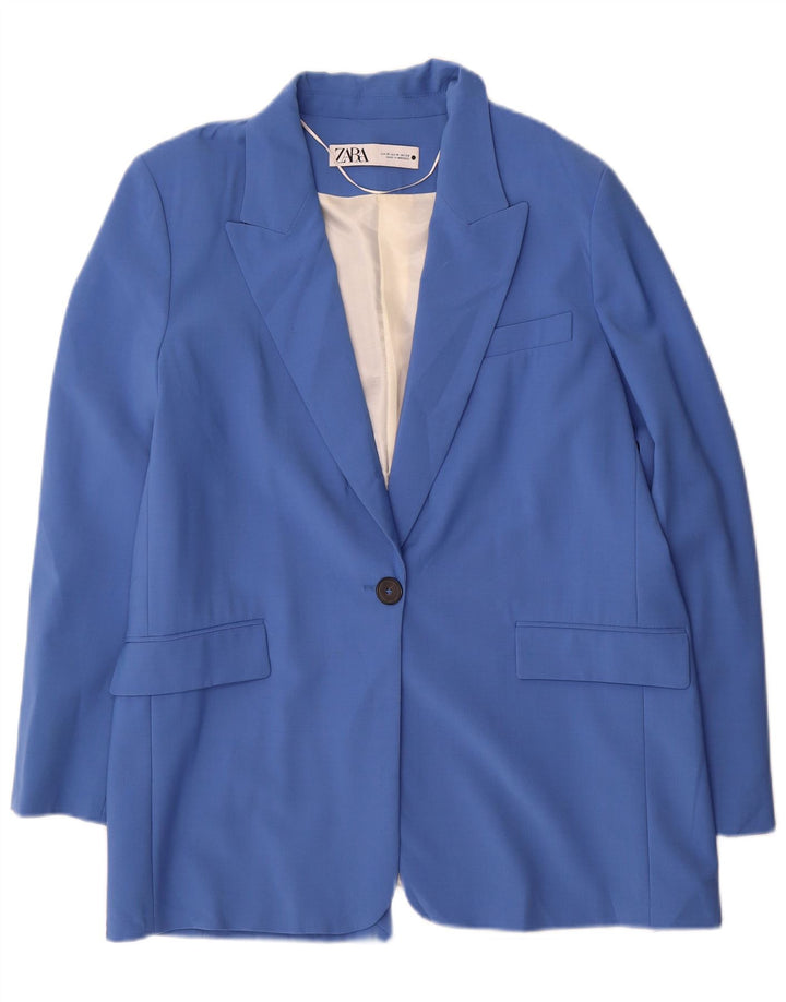 Blazer pentru femei Zara cu 1 nasture UK 14 Poliester albastru mediu