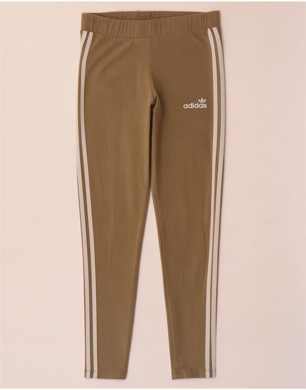 Leggings pentru femei Adidas UK 14 Medium Khaki Bumbac