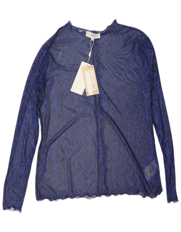 Partea a doua pentru femei cu mânecă lungă Top transparent UK 18 XL poliester chevron albastru