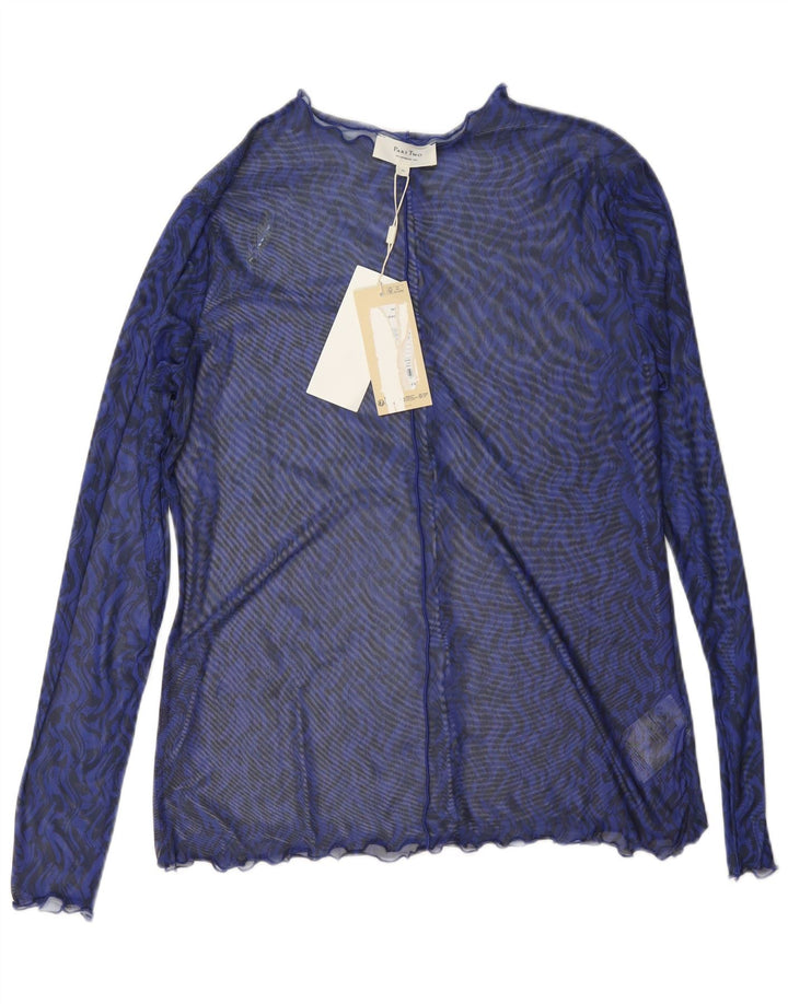 Partea a doua pentru femei cu mânecă lungă Top transparent UK 18 XL poliester chevron albastru