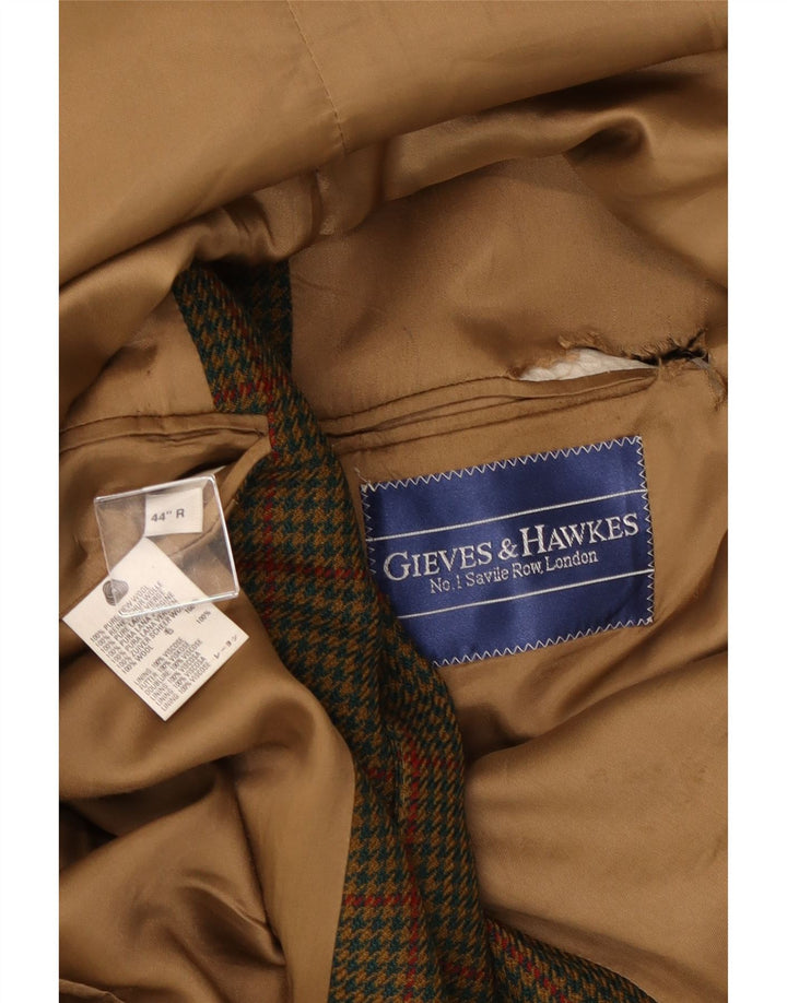 Jachetă pentru bărbați Gieves & Hawkes, cu 2 nasturi, UK 44 2XL Kaki Houndstooth