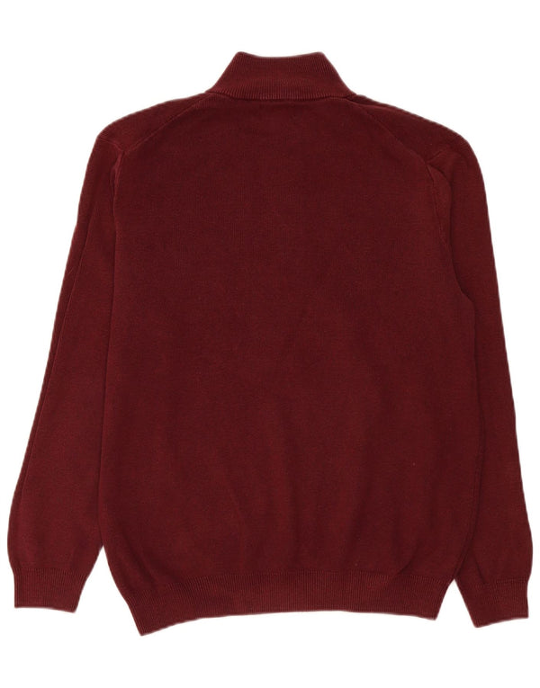 Pulover Superdry pentru bărbați, cu fermoar, cu gât, bumbac mare, burgundă