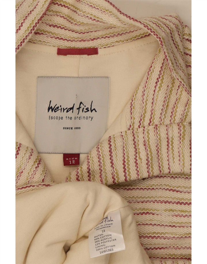 Jachetă duffle pentru femei Weird Fish UK 12, bumbac cu dungi alb, mediu