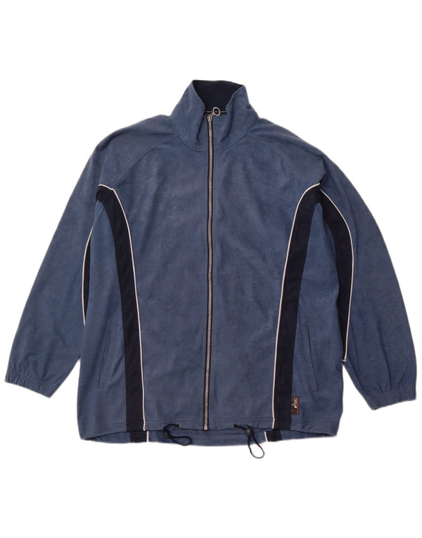 ASICS Mens Velvet Tracksuit Top Jacket XL Navy Blue Colourblock