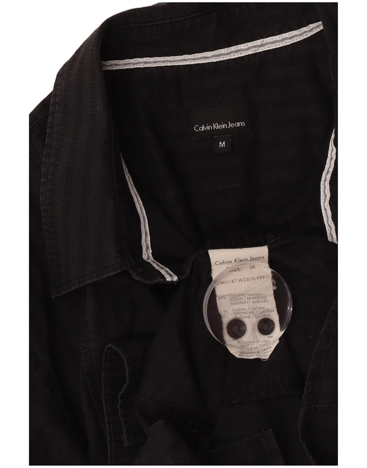Cămașă pentru bărbați Calvin Klein Jeans, bumbac cu dungi negre medii