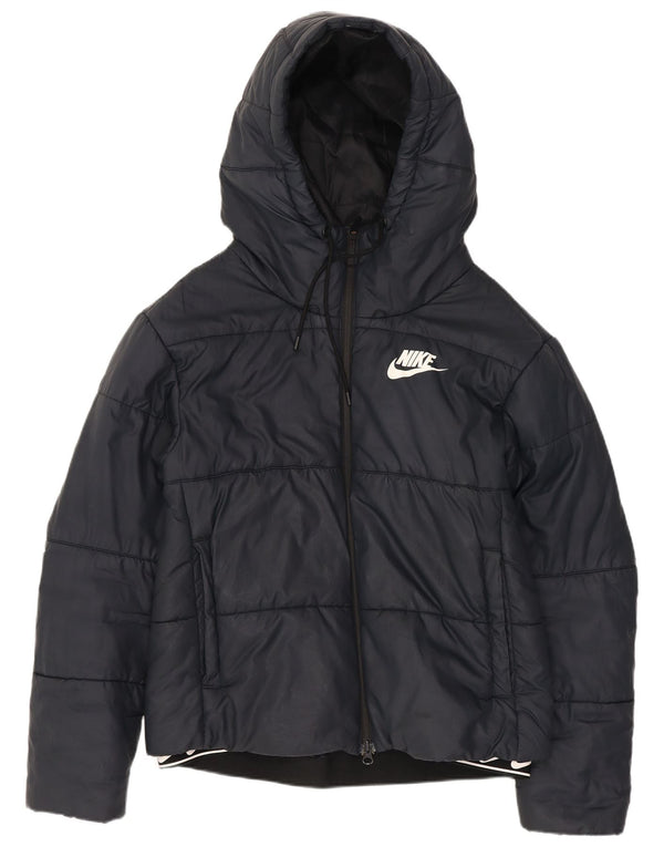 Jachetă căptușită cu glugă Nike pentru femei UK 10 Poliester negru mic