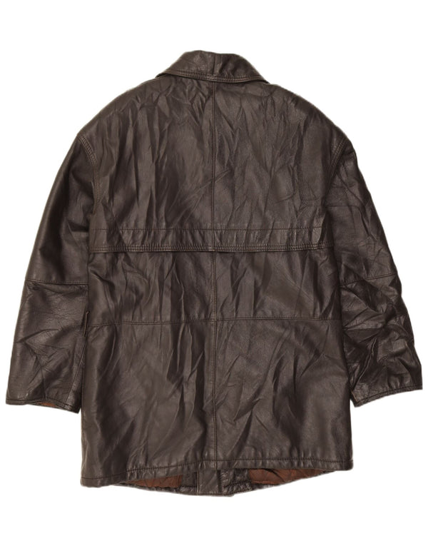 VINTAGE Mens Leather Jacket IT 52 XL Black Leather