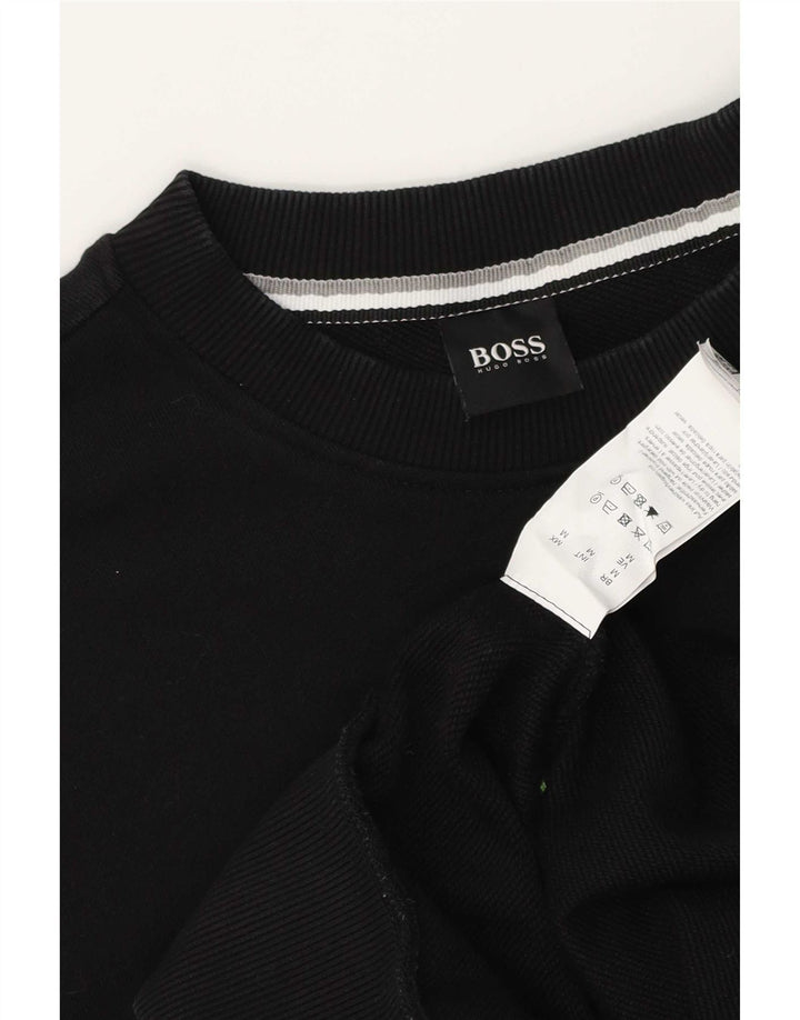 Hanorac grafic pentru bărbați Hugo Boss Pulover mediu din bumbac negru