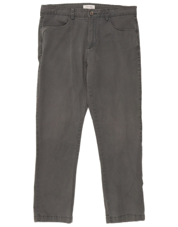 Pantaloni casual drepti pentru bărbați CALVIN KLEIN L34 L30 bumbac gri