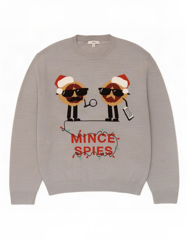 Pulover pentru bărbați Marks & Spencer cu decolteu rotund, 2XL, gri de Crăciun