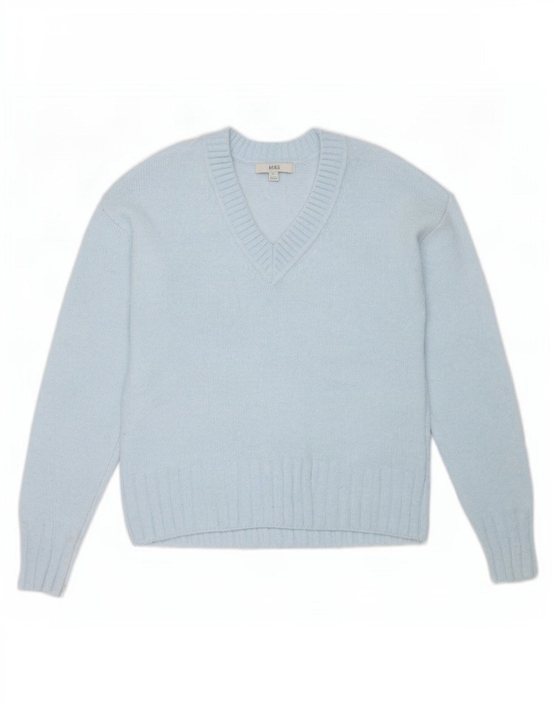 Pulover cu decolteu în V supradimensionat pentru femei Marks & Spencer UK 6 XS Albastru