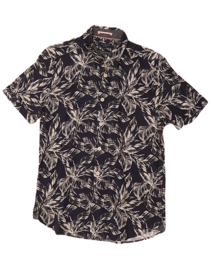 Cămașă cu mânecă scurtă pentru bărbați Ted Baker Mărimea 3, medie, albastru bleumarin, bumbac floral