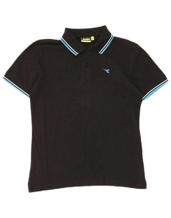 Tricou polo pentru bărbați Diadora, bumbac negru mic