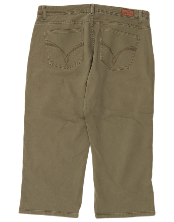 Pantaloni Capri drepti pentru femei Lee US 14 XL W36 L22 Kaki Bumbac